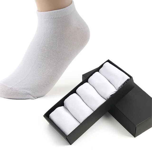 남성 스니커즈 발목 양말 5켤레 화이트