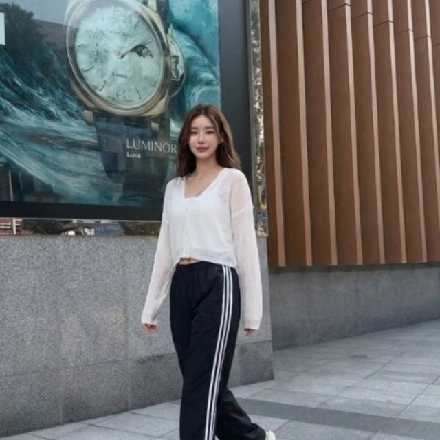스포티 삼선 나일론 바스락 팬츠 데일리 와이드 조거 바지