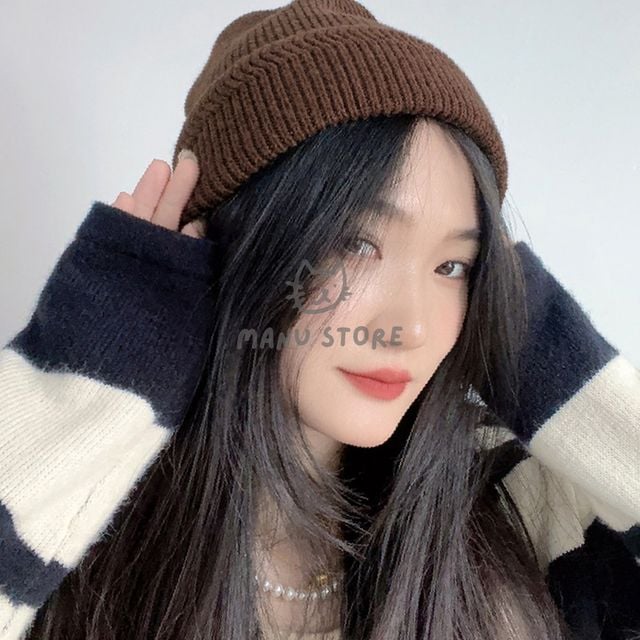 방한모자 겨울비니 니트 비니 브라운