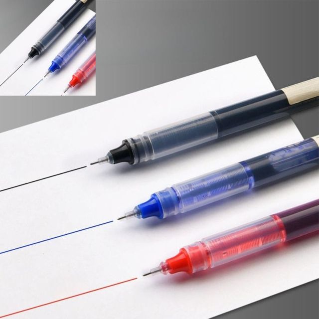 번짐없는 속건성 액체잉크 중성펜 부드러운 필기감 학생 시험용 0.5mm 검 파 빨 학생용 시험필기 잉크펜 컬