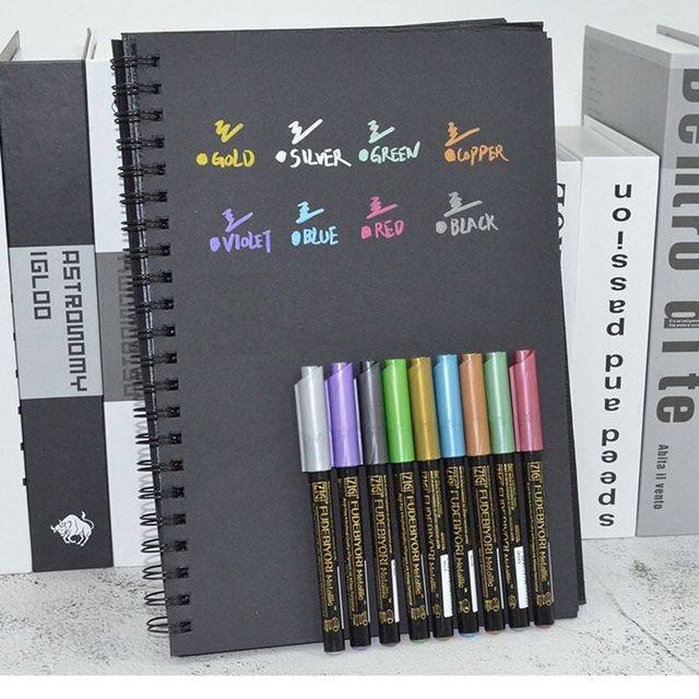 캘리그래피 브러쉬 8색 펜 세트 메탈릭 컬러