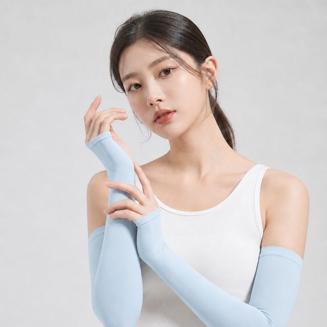여성 골프 심리스 쿨토시 자외선차단 UPF50+ 냉감 팔토시 남여 공용 - 이미지 9