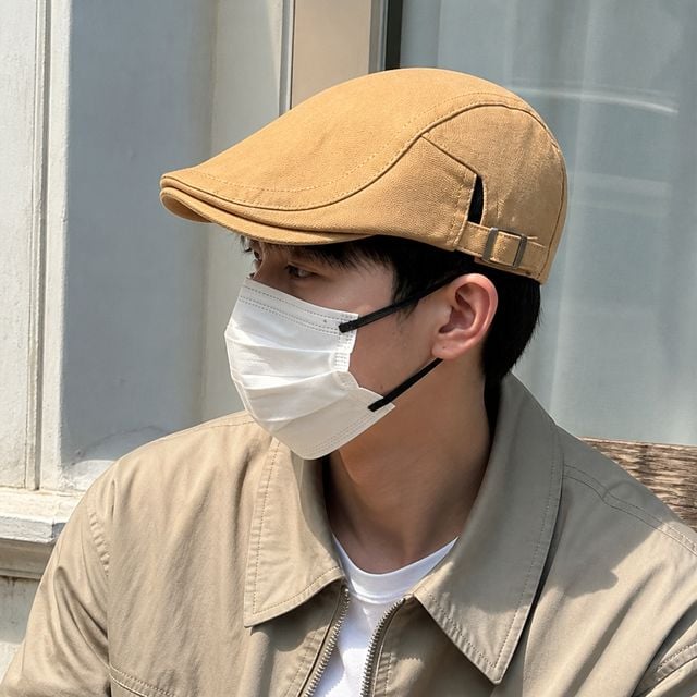 코튼 헌팅캡 둘레조절 버클 뉴스보이캡 베이커햇 군모 화가 빵 모자 - 이미지 1