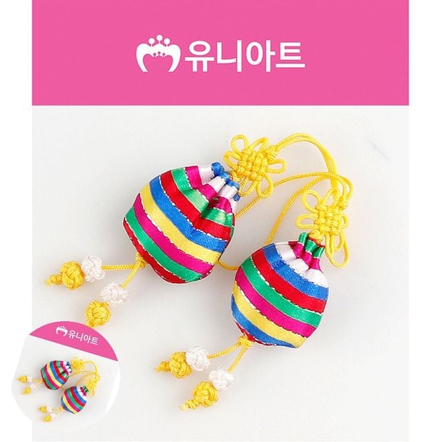 황금복주머니 아기복주머니 전통 복주머니 매듭 노랑