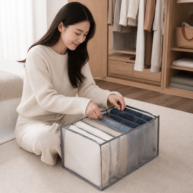 의류수납함 옷장 서랍 칸막이 파티션 옷정리함 내부 수납박스 - 이미지 1