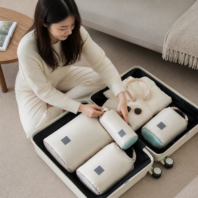 꾹꾹팩 압축 파우치 캐리어 수납 여행 가방 트래블 소품 케이스 정리백 - 이미지 1