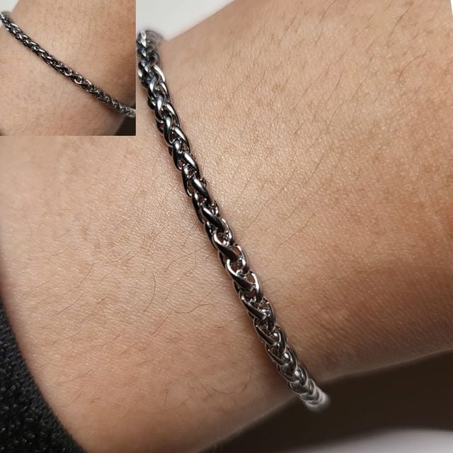 변색없는 써지컬 스틸 팔찌 볼 4mm 여름 체인 우정 커플 헬스 스틸볼 남여공용 손목링 커플용