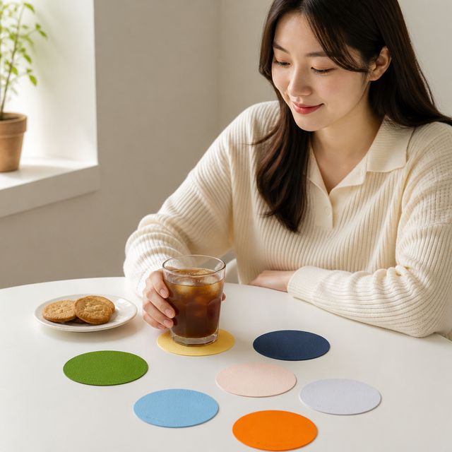 실리콘 컵받침 원형 코스터 논슬립 방수 맥주잔 테이블 받침대 카페 소품 - 이미지 1