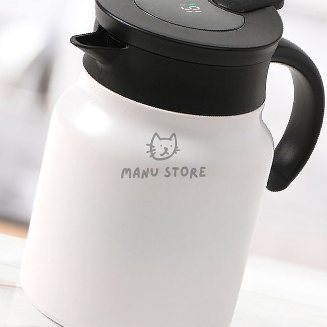 분유보온병 보리차주전자 온도표시 보온주전자 900ml 화이트