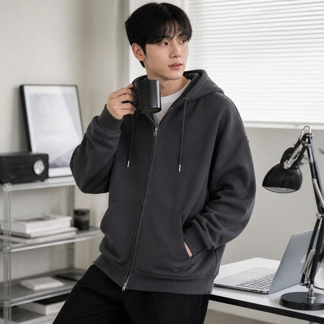 남녀공용 겨울 기모 후드집업 후드티 6컬러 데일리 커플룩 후드점퍼 기모티 - 이미지 1