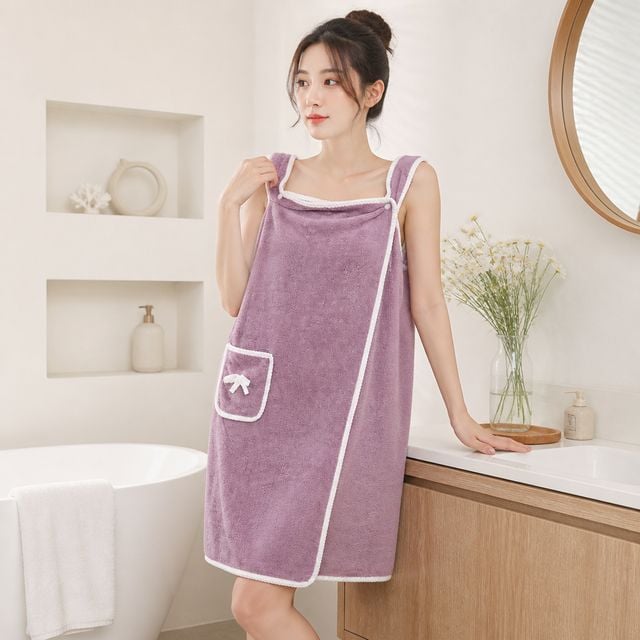 극세사 목욕가운 샤워타올 포켓 원피스형 욕실 수영장 물놀이 홈웨어