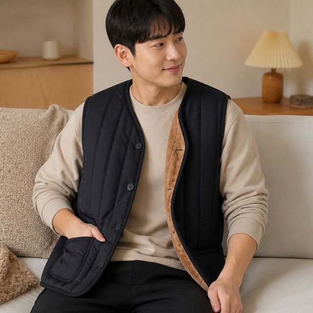 겨울 융털 경량 패딩 조끼 2color 방한 누빔 깔깔이 남자 아우터