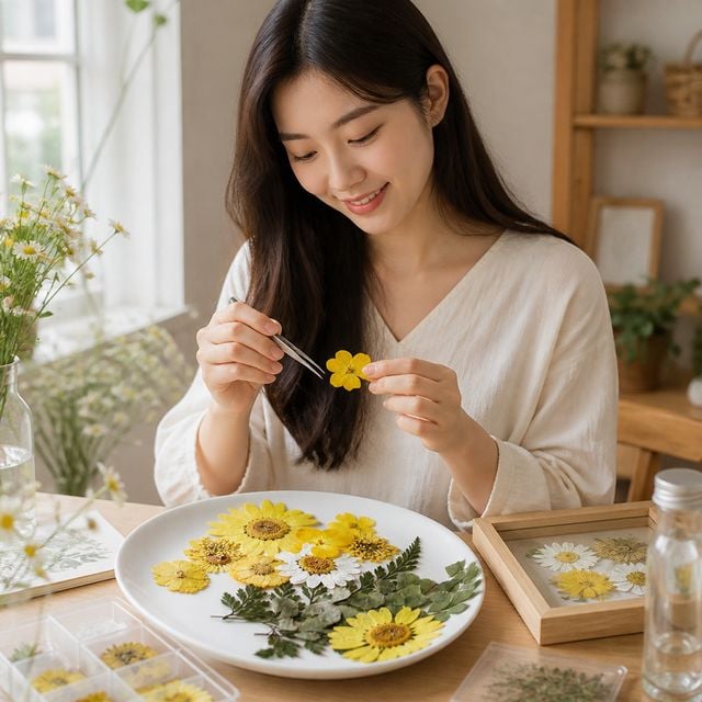 압화 만들기 재료 누름꽃 식물 꽃송이 드라이플라워 책갈피 꽃갈피 공예 DIY - 이미지 1