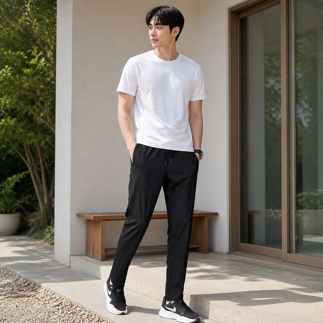 여름 남성 데일리룩 냉감 스판 팬츠 밴딩 조거 슬랙스 아이스 바지