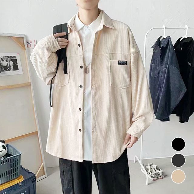 남친룩 학생 캐주얼룩 남성 데일리 코듀로이 포켓남방