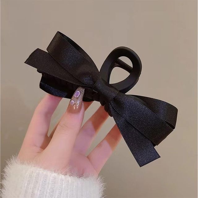 블랙 리본 집게핀 아크릴헤어핀 리본머리핀 - 이미지 2