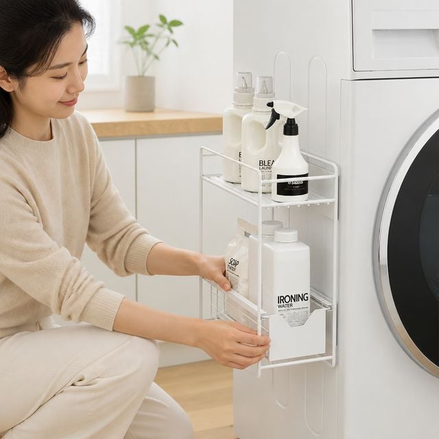 냉장고 자석 거치대 화이트 틈새 좁은공간 수납정리대