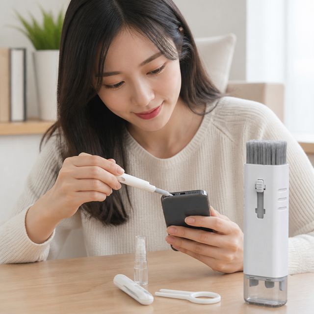7in1 스마트폰 이어폰 카메라 틈새 청소 솔 먼지 제거 관리 도구 - 이미지 1