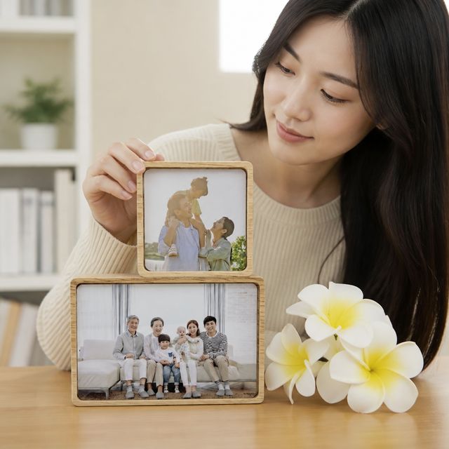 추모용 미니 위패 납골당 사진액자 나무 인화 봉안당 묘비 장식 포토 만들기