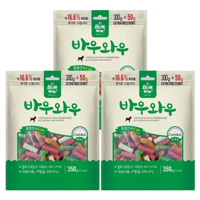 강아지 간식 혼합 컷팅 350g 3P 반려견 애견 영양스낵