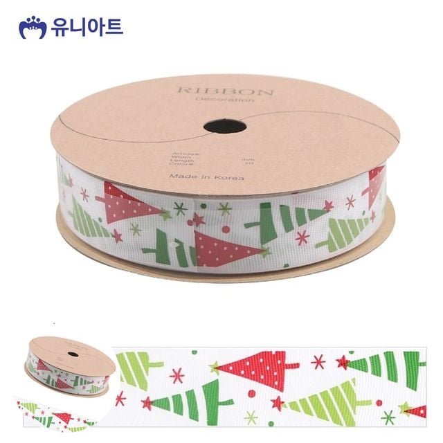 선물포장끈 선물포장리본 리본 크리스마스 트리 흰색 롤 폭 25mm