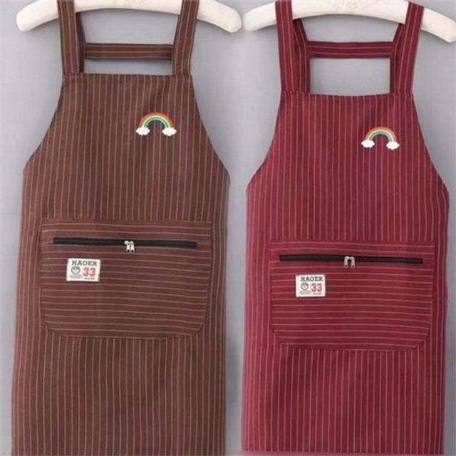 여성 스트라이프 앞치마 여성 면 앞치마 가벼운 작업용 요리용 주방용 튼튼한 토시