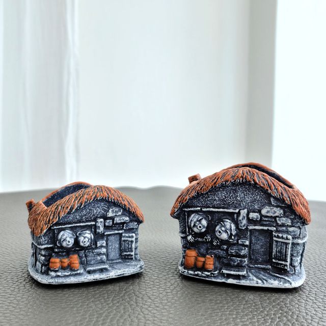 모던 수지 마블 다육이 화분 초가집 대 10x9x9cm - 이미지 4