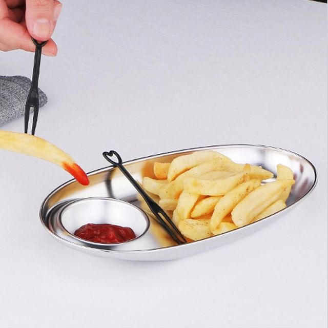 스텐 소스 찍먹 접시 2p 27.5x13.5x2cm 실버