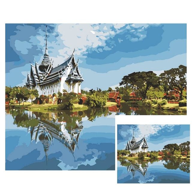 나만의 명화 그림그리기 세트 호수와 사원 미술활동 명화액자