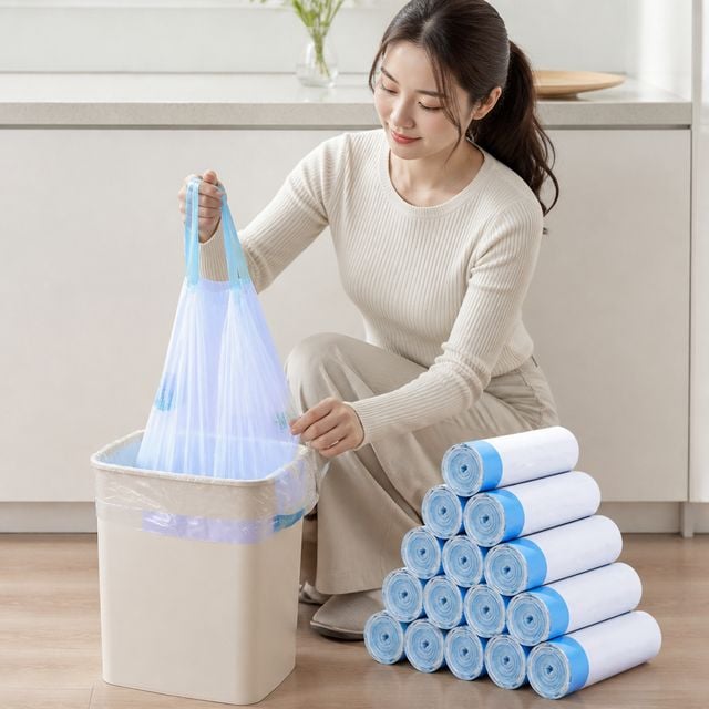 비닐봉투 손잡이 끈형 일체형 20L 15p 주방 쓰레기봉투 - 이미지 1