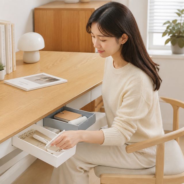 책상 서랍 보관함 언더테이블 소품 정리함 미니 포켓 수납함 사무용품 - 이미지 1