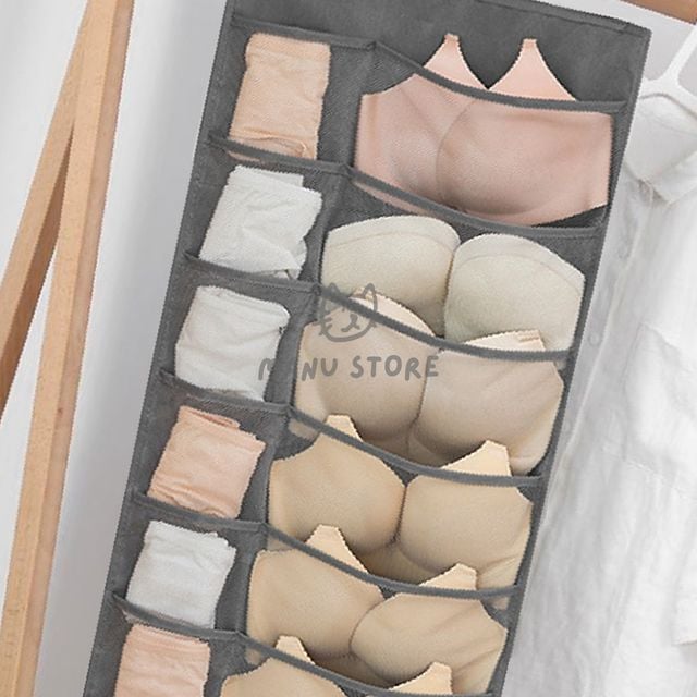 속옷수납 속옷보관함 양면 포켓 속옷 수납걸이 30칸 그레이