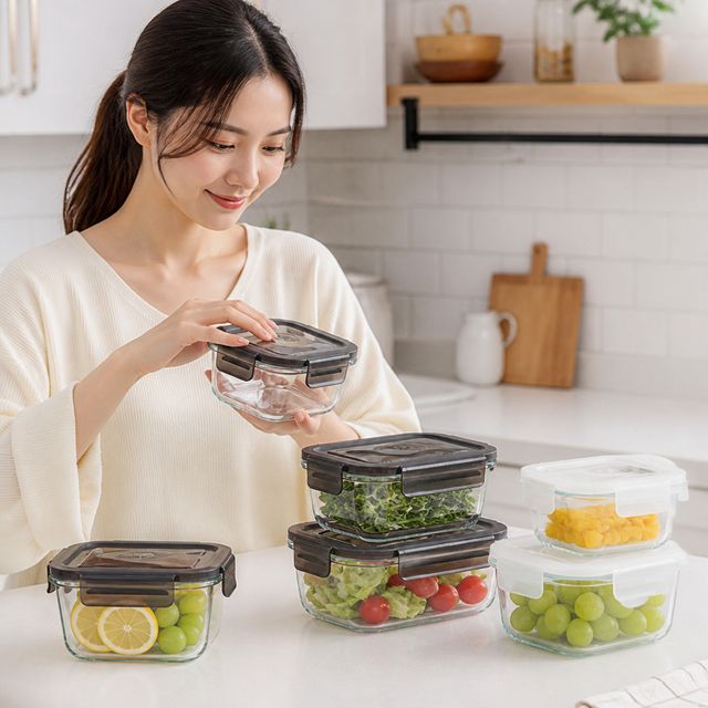 밀폐용기 800ml 유리 반찬통 보관 식재료 식단 관리 식기