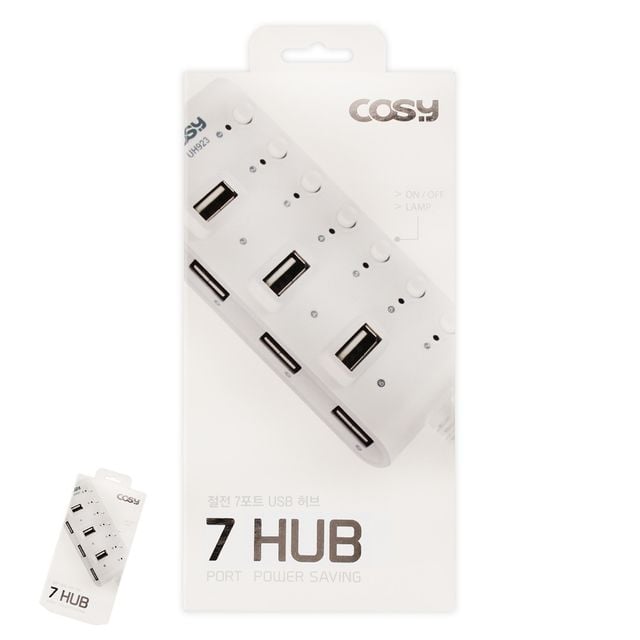 유에스비 USB포트 멀티허브 usb허브 절전 7포트 USB 허브 화이트