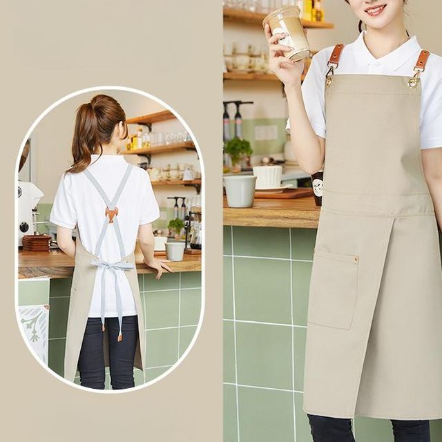다용도 앞트임 방수 주방 앞치마 미술 작업용 카페 바리스타 앞치마 유니폼 - 이미지 7