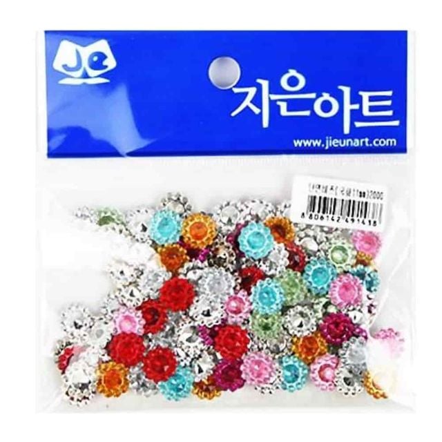단면비즈 국화 11mm 큐빅비즈 비즈단추 장식비즈 컬러비즈