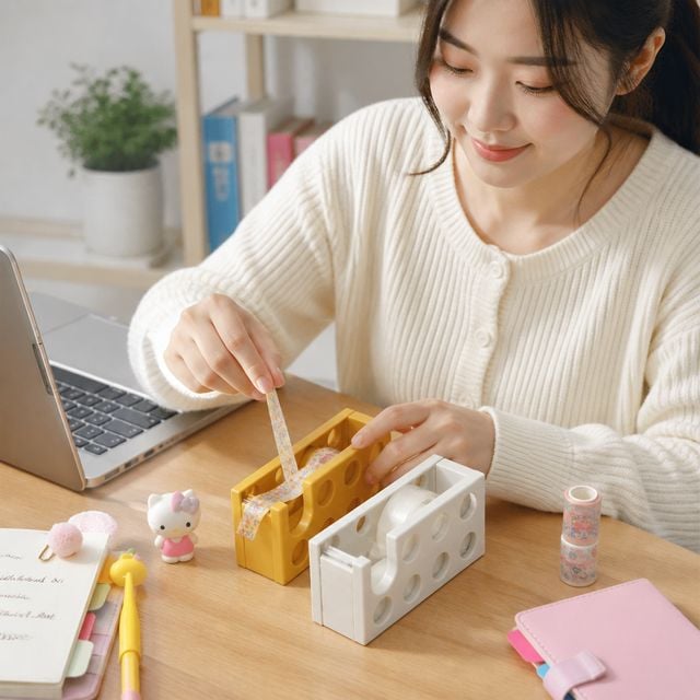 테이프 커터기 블록형 사무용품 포장 커팅기 사무실 책상 테이프정리함