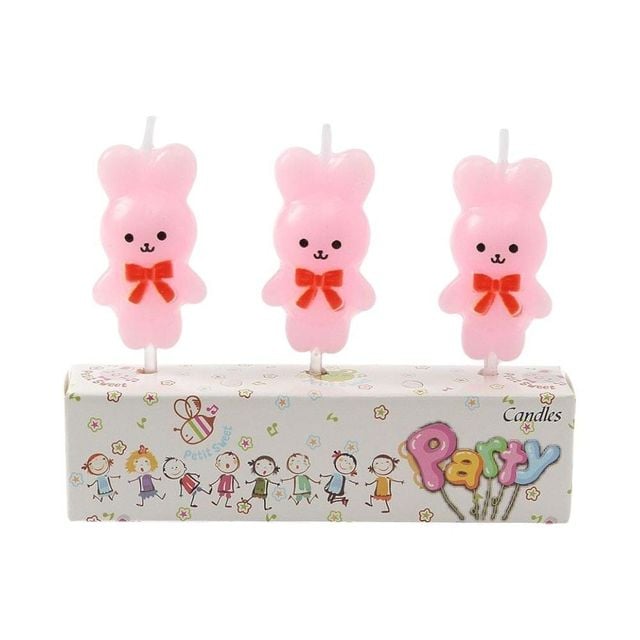 리본토끼 생일초 (3p x 3세트 핑크)