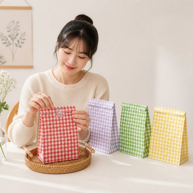 포장지 체크 패턴 선물용
