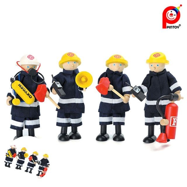 소방관장난감 소근육발달장난감 소방관 목각인형 4종세트
