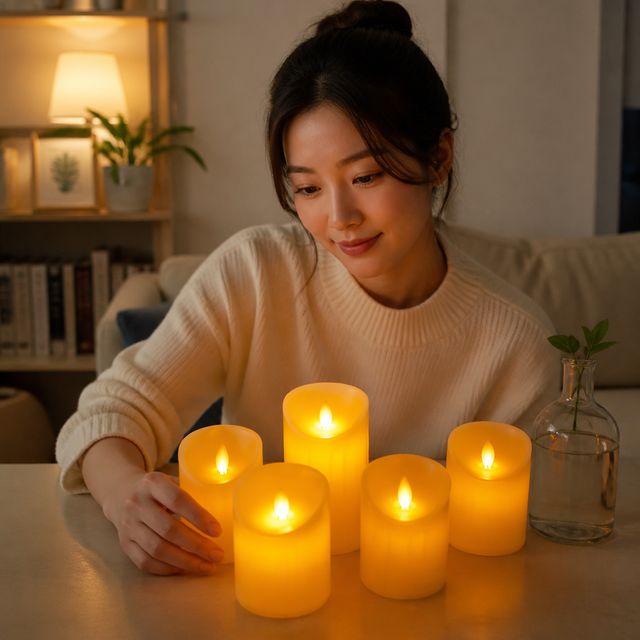 인테리어 무드등 전기 양초 무화염 LED 캔들 조명 소품 - 이미지 1