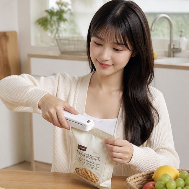 비닐봉투 열접착기 간편 비닐밀봉기 식재료 보관 주방용품 밀봉 포장 도구 - 이미지 1