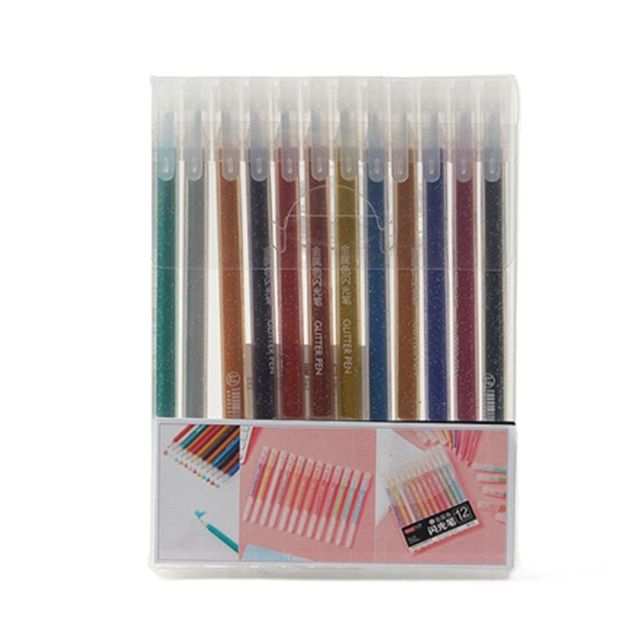 젤펜 12색세트 1.0mm 다이어리펜 글리터펜 글리터젤펜