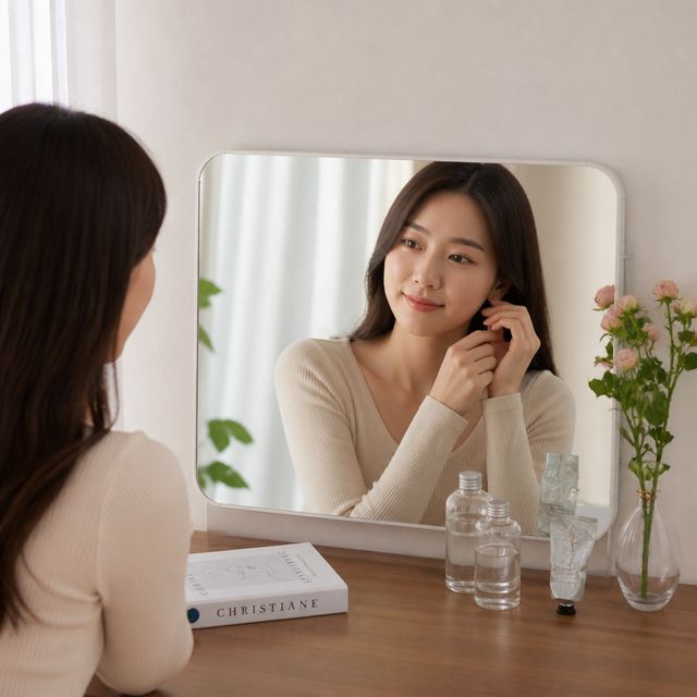 벽걸이 거울 무타공 부착식 화장대 인테리어 욕실 현관 배치용