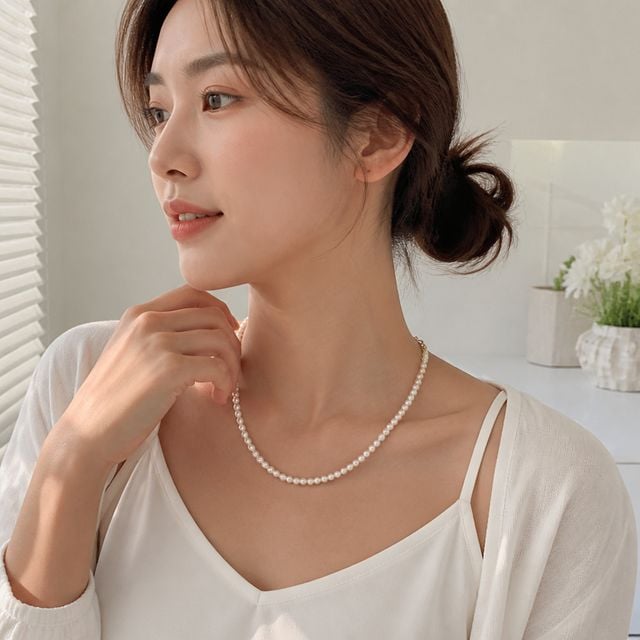 레이어드 진주 목걸이 데일리 액세서리 심플 클래식 체인 여성룩