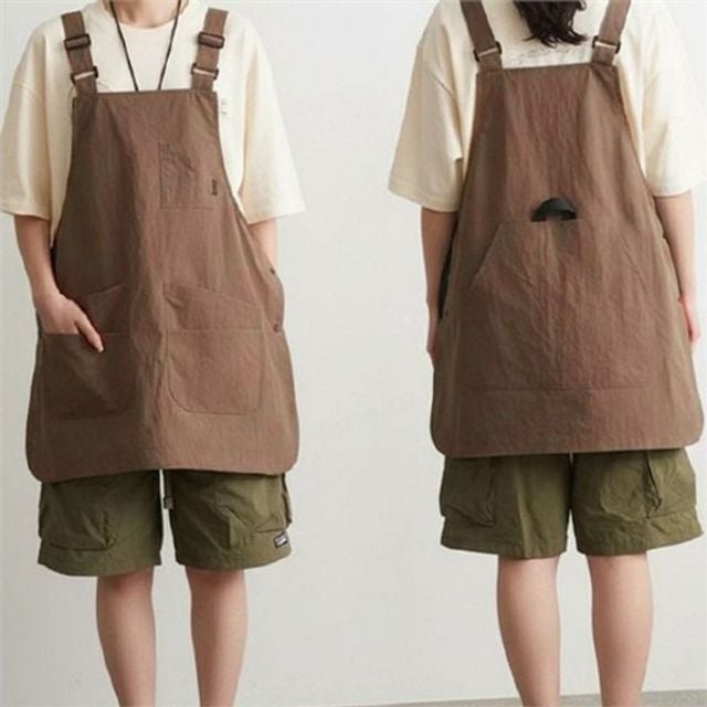 여성 멜빵 앞치마 멜빵형 주방 앞치마 원피스형 바리스타 데일리 카페 린넨 포켓 방수