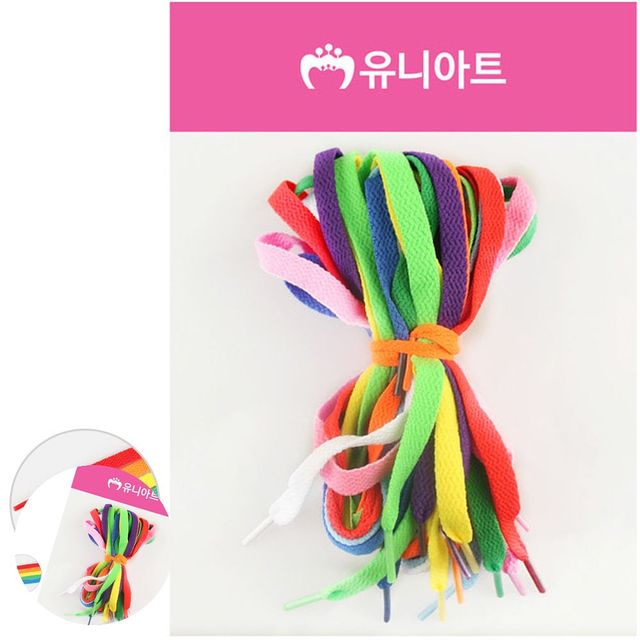 컬러운동화끈 신발끈공예 넙적운동화끈 칼라혼합 색상랜덤