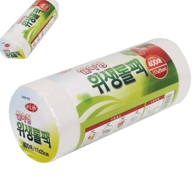 롯데 위생롤팩 실속형 17x25x400매 업소용비닐 카페비닐봉투 마트비닐 두루마리비닐