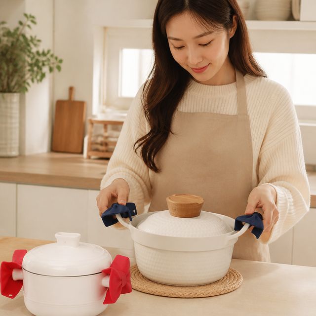 실리콘 냄비 리본 손잡이 조리 주방용품 주방집기 2P - 이미지 1