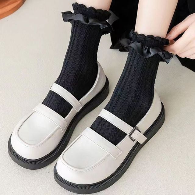 발목 레이스 통기성 중목 양말 여름 얇은 예쁜 양말